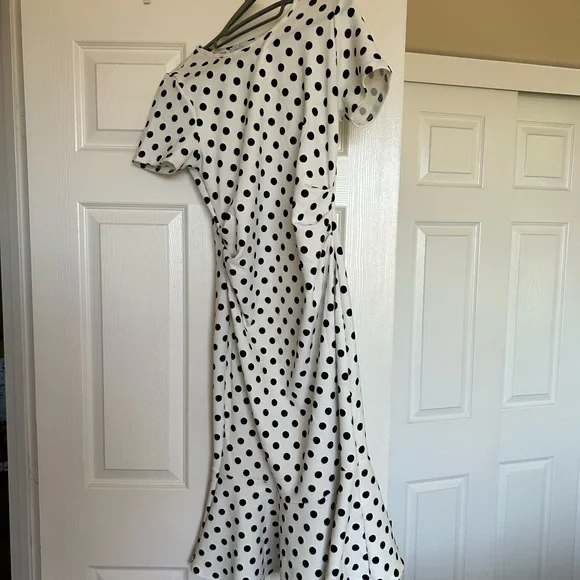 Polka Dot Maternity Dress - Black and White - Picture 2 of 3